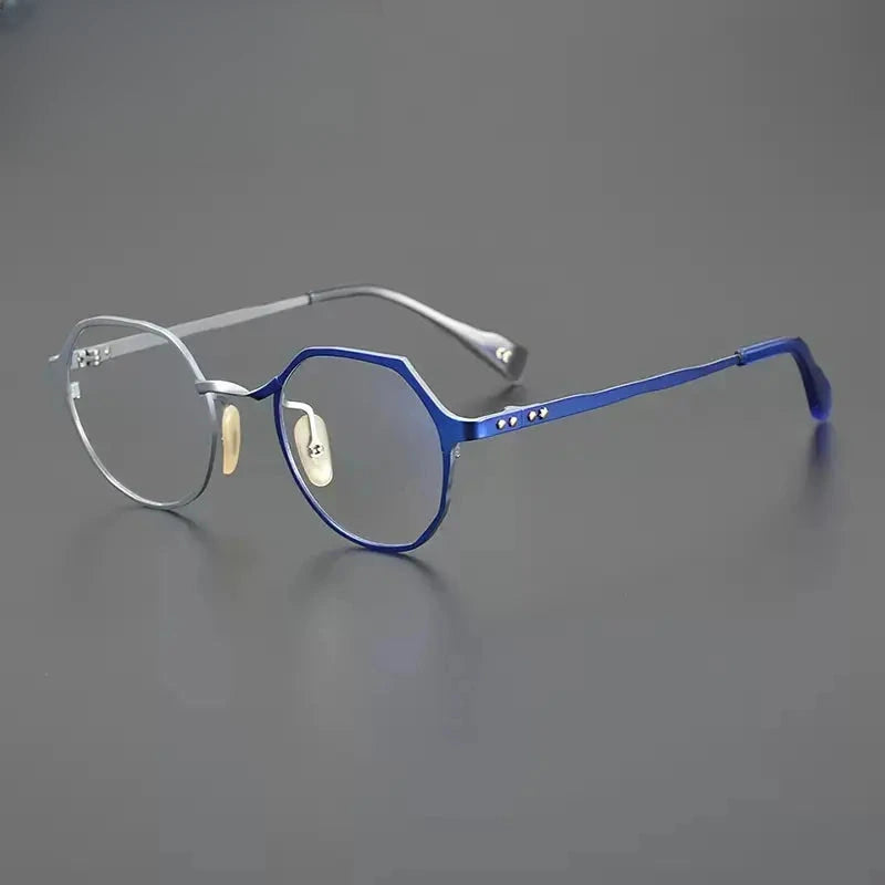 Unisex Round Full Rim Titanium Flat Top Prescription Glasses Gxyj1219 — view 6 | Rx Spectacle