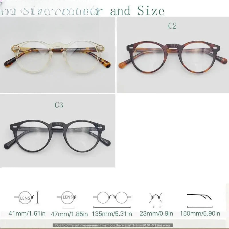 Unisex Round Full Rim Acetate Prescription Glasses 1005 — view 4 | Rx Spectacle