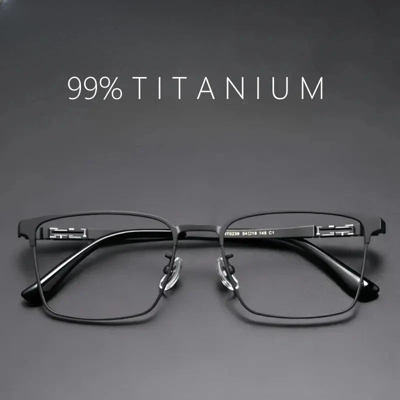 Men's Square Full Rim Titanium Prescription Glasses 0239 — view 1 | Rx Spectacle