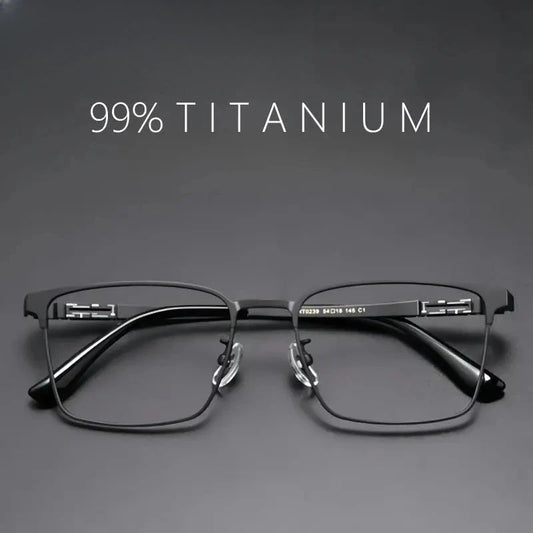 Men's Square Full Rim Titanium Prescription Glasses 0239 — view 1 | Rx Spectacle