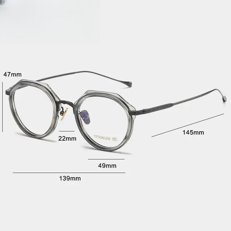 Unisex Round Full Rim Titanium Flat Top Prescription Glasses Gxyj1140 — view 4 | Rx Spectacle