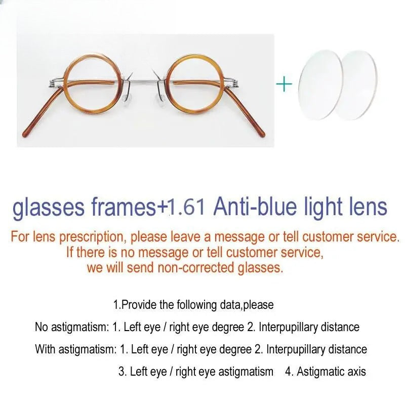 Unisex Round Full Rim Acetate Prescription Glasses Y060 — view 5 | Rx Spectacle