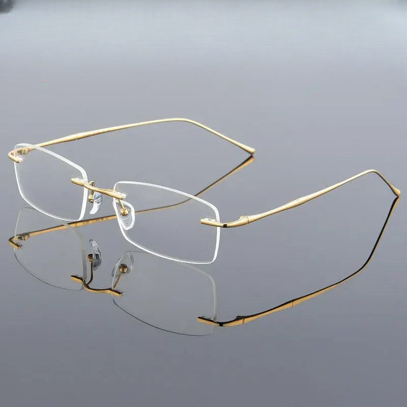 Men's Rectangular Rimless Titanium Prescription Glasses 632 — view 1 | Rx Spectacle