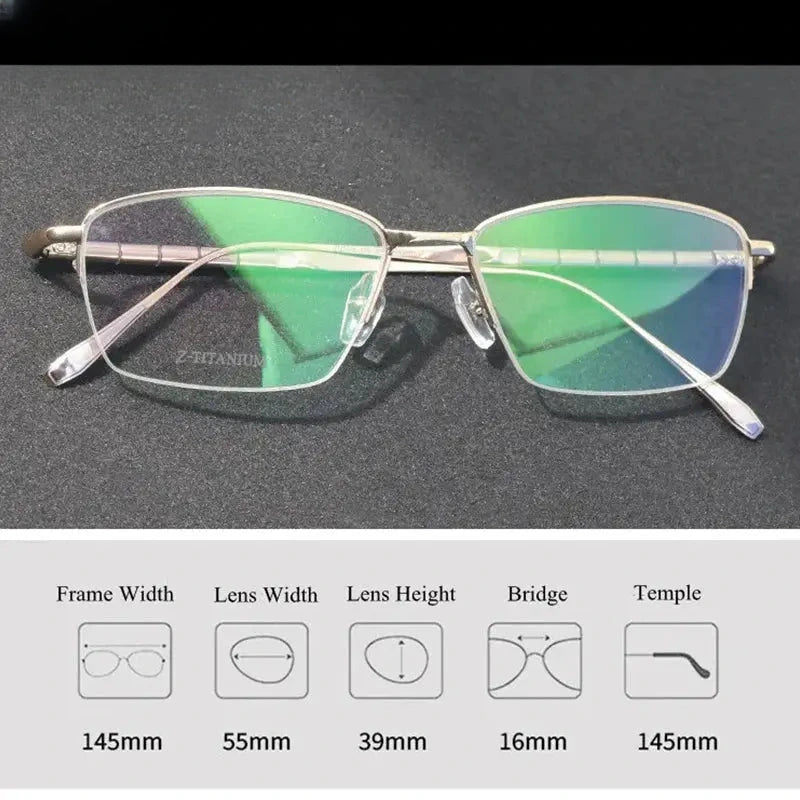 Men's Square Semi-Rimless Titanium Screwless Prescription Glasses 587018 — view 2 | Rx Spectacle
