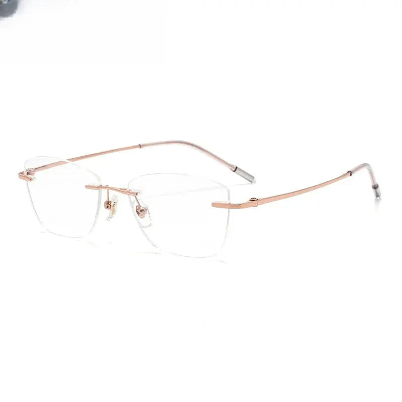 Women's Cat Eye Rimless Titanium Reading Glasses 941022 — view 3 | Rx Spectacle