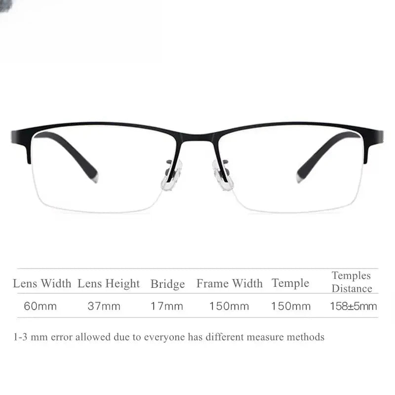 Men's Square Semi-Rimless Titanium Oversized Prescription Glasses 422021 — view 2 | Rx Spectacle