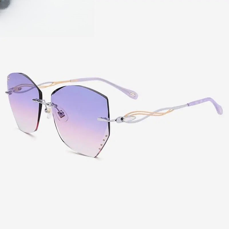 Women's Cat Eye Rimless Titanium Prescription Glasses 88038 — view 2 | Rx Spectacle