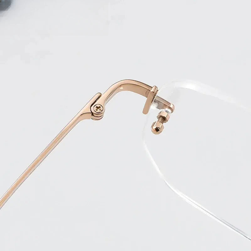 Men's Square Rimless Titanium Prescription Glasses K132 — view 3 | Rx Spectacle