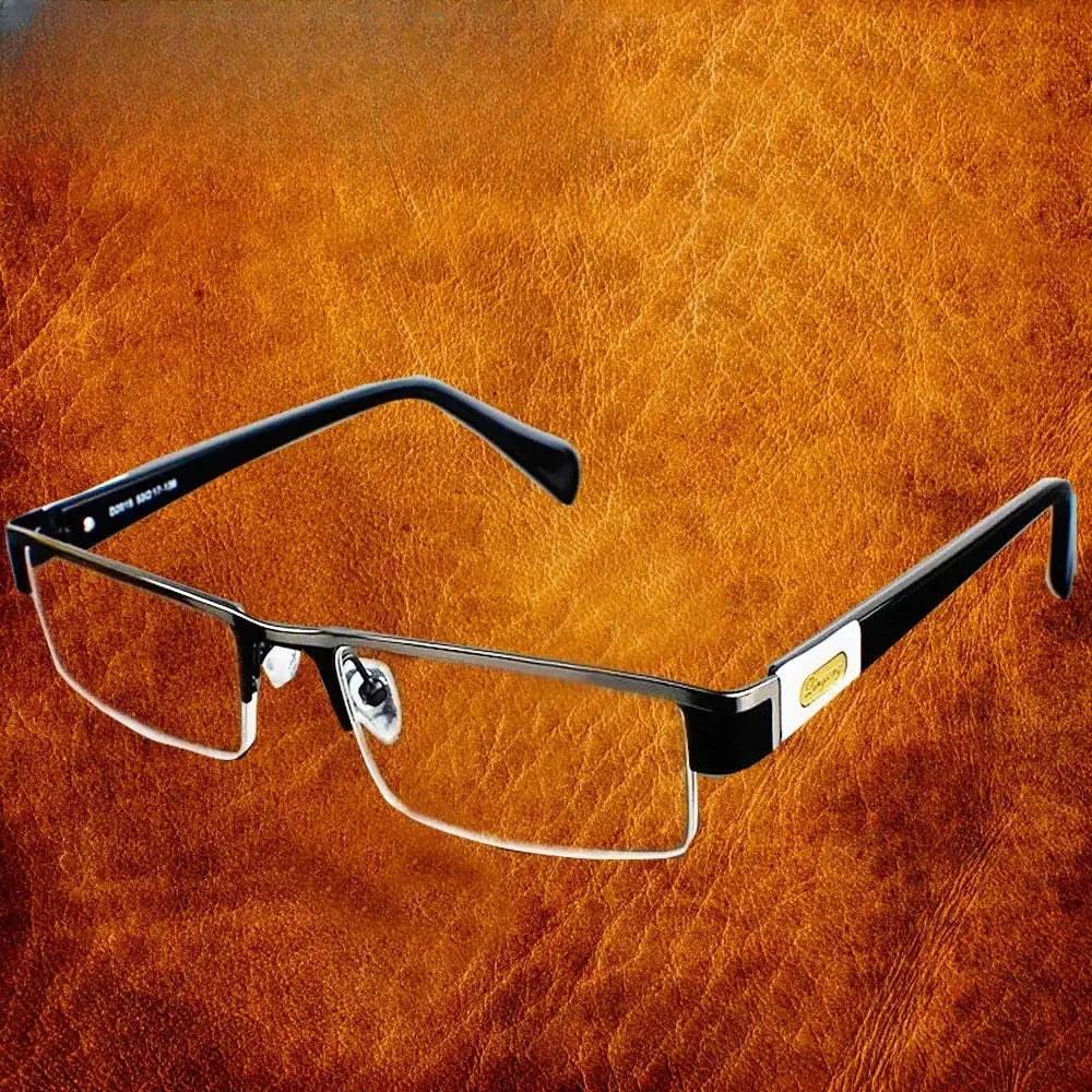 Men's Browline Semi-Rimless Stainless Steel Reading Glasses — view 1 | Rx Spectacle