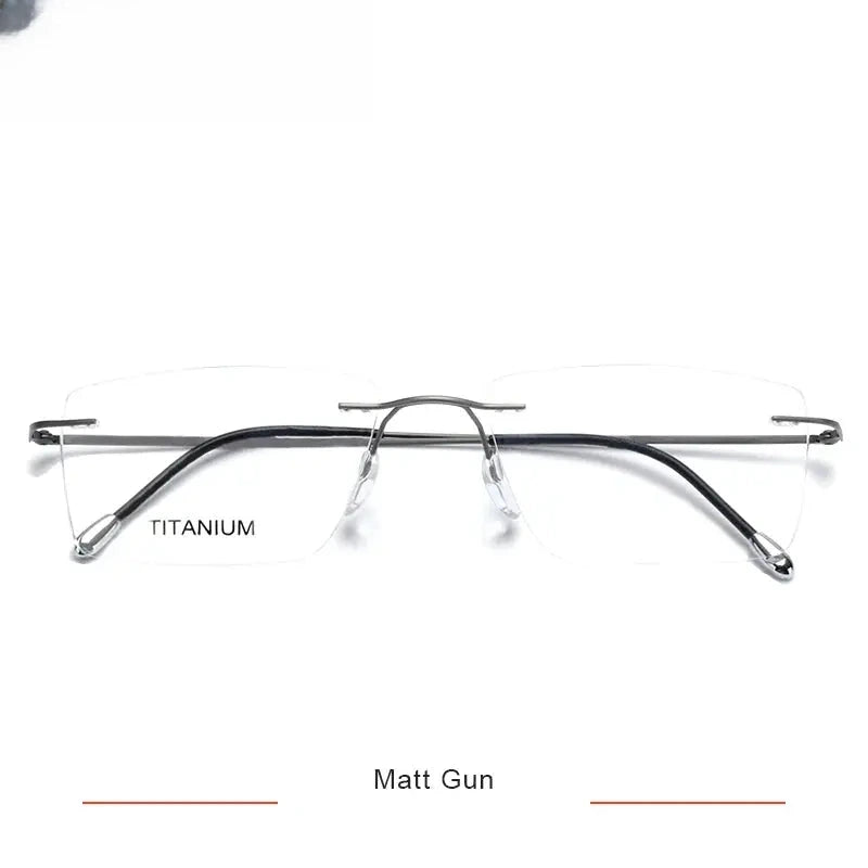 Unisex Square Rimless Titanium Prescription Glasses 71611 — view 8 | Rx Spectacle