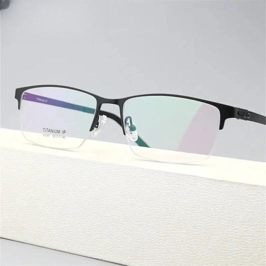 Men's Square Semi-Rimless Titanium Screwless Prescription Glasses 882347 — view 1 | Rx Spectacle