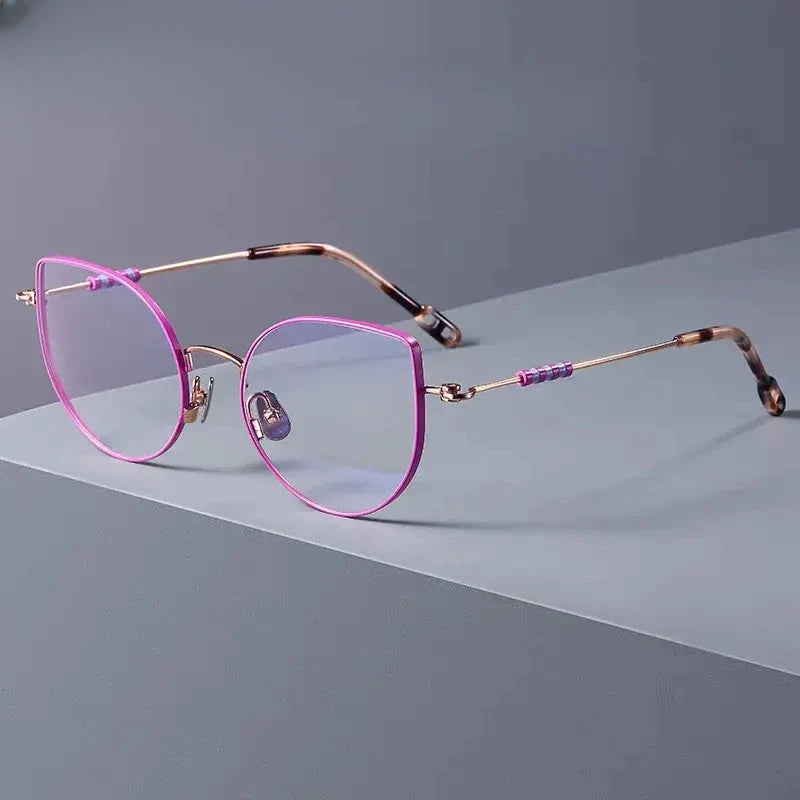 Women's Cat Eye Full Rim Titanium Prescription Glasses 771001 — view 4 | Rx Spectacle