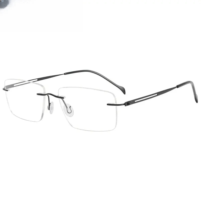 Unisex Square Rimless Titanium Prescription Glasses 875019 — view 7 | Rx Spectacle