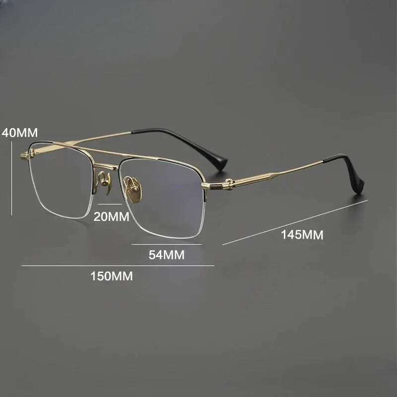 Unisex Square Semi-Rimless Titanium Prescription Glasses G4011 — view 2 | Rx Spectacle