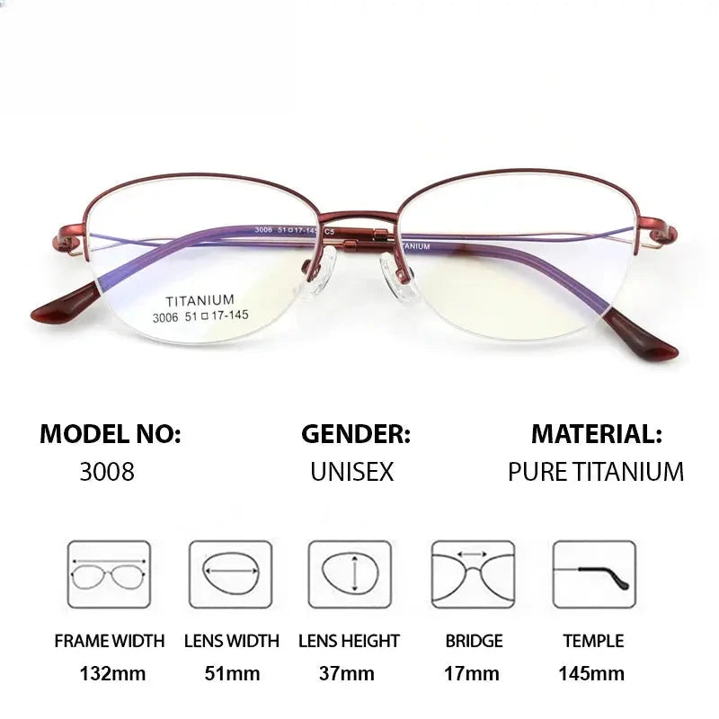 Women's Oval Semi-Rimless Titanium Prescription Glasses 403008 — view 2 | Rx Spectacle