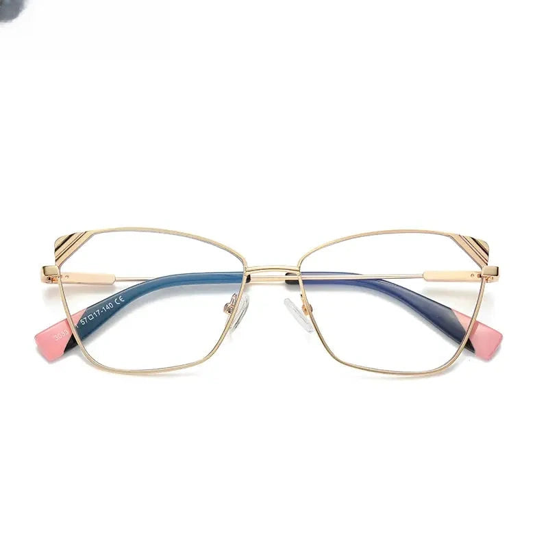 Women's Cat Eye Full Rim Alloy Reading Glasses 3033 — view 11 | Rx Spectacle