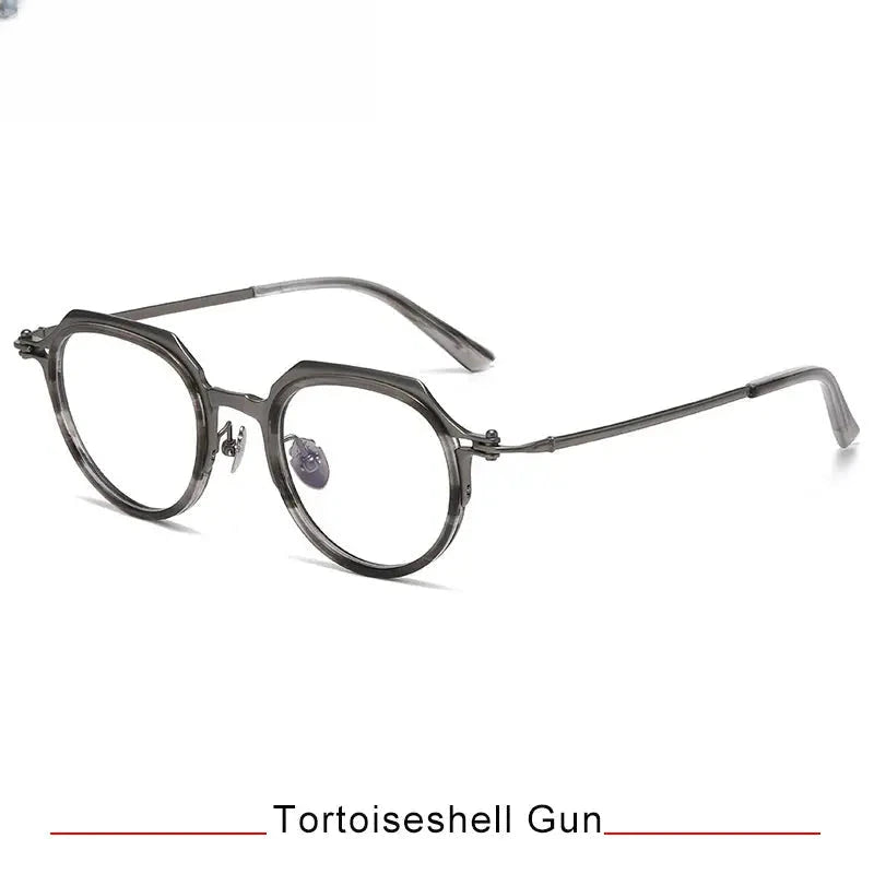 Unisex Oval Full Rim Titanium Flat Top Prescription Glasses 315872 — view 5 | Rx Spectacle