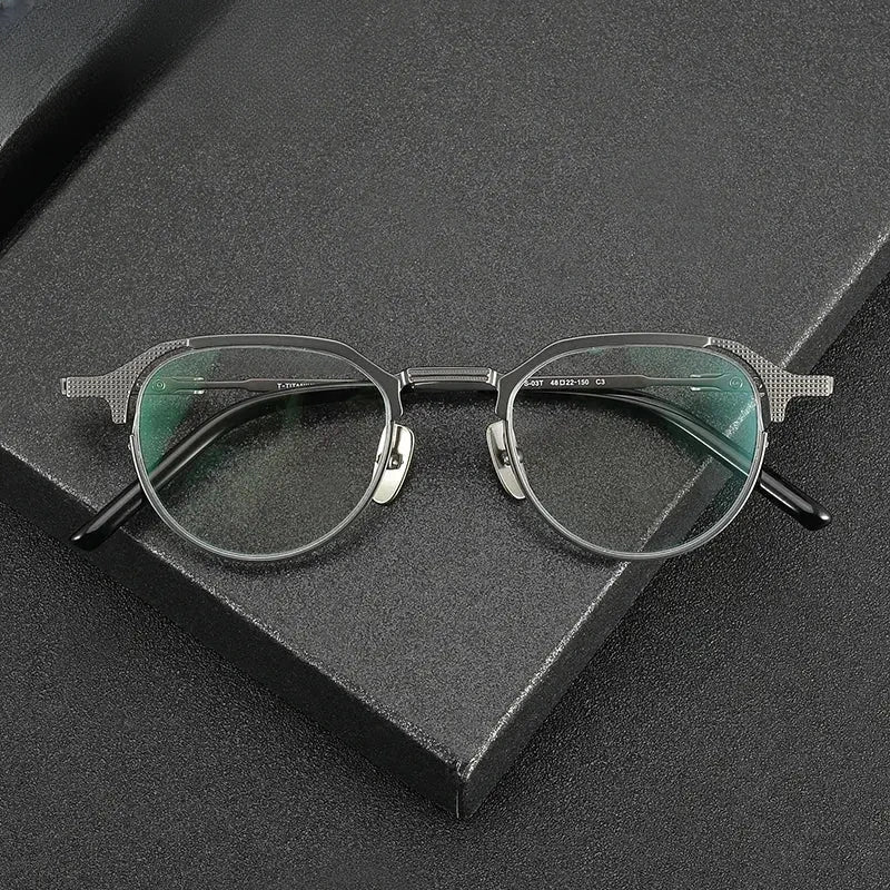 Unisex Oval Full Rim Titanium Prescription Glasses 322033 — view 1 | Rx Spectacle
