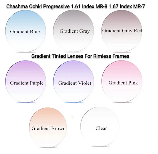 Progressive 1.61 Index MR-8 1.67 Index MR-7 Gradient Tint Lenses — view 1 | Rx Spectacle