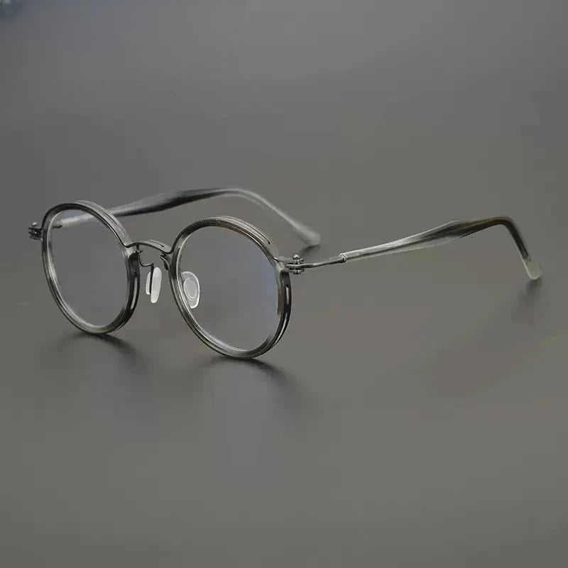 Unisex Round Full Rim Titanium Prescription Glasses 8444 — view 11 | Rx Spectacle