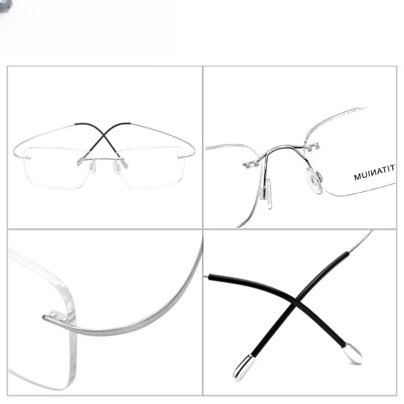 Men's Square Rimless Titanium Prescription Glasses Kr6064 — view 10 | Rx Spectacle