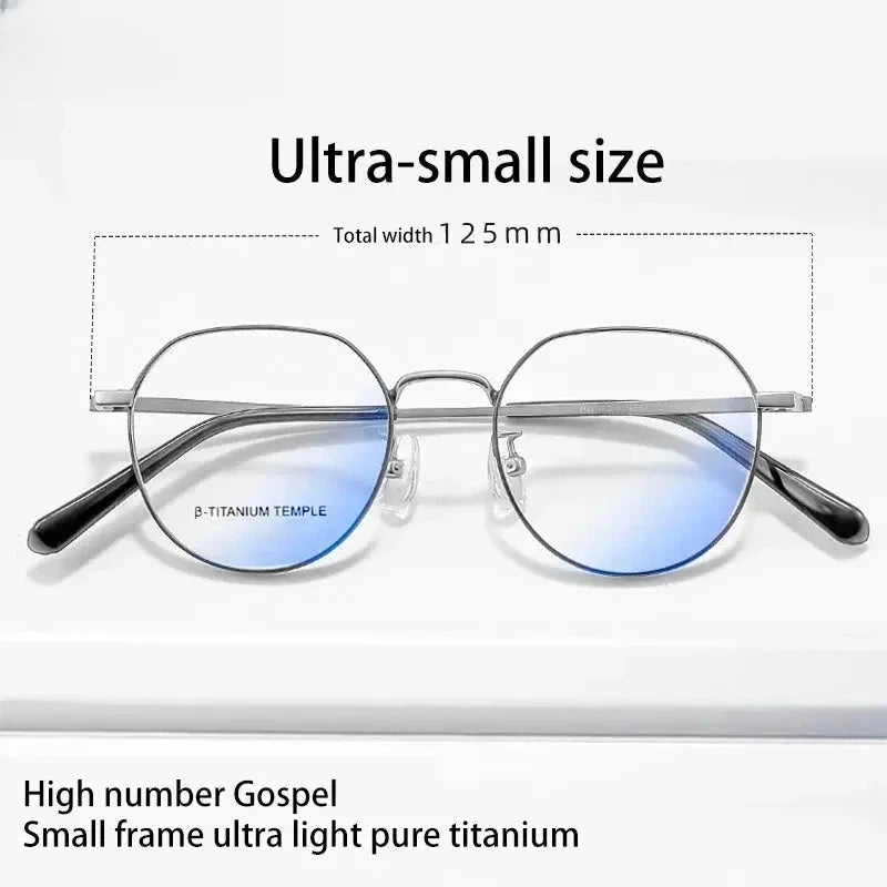 Women's Round Full Rim Titanium Flat Top Reading Glasses 2146 — view 2 | Rx Spectacle