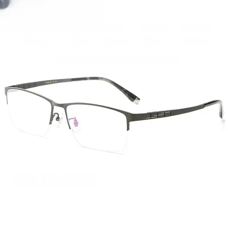 Men's Square Semi-Rimless Titanium Oversized Prescription Glasses 880186 — view 3 | Rx Spectacle