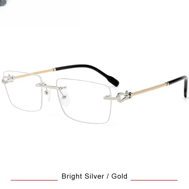 Men's Square Rimless Titanium Prescription Glasses 31682 — view 5 | Rx Spectacle