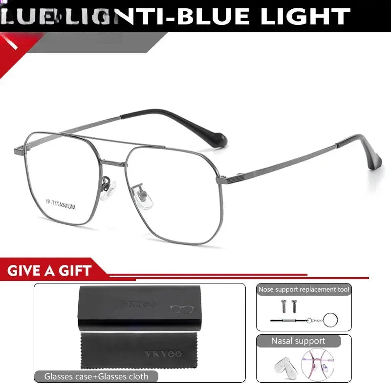 Unisex Square Full Rim Titanium Double Bridge Reading Glasses 698434 — view 4 | Rx Spectacle