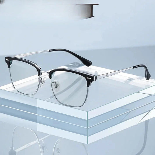 Men's Square Full Rim Titanium Prescription Glasses 62031 — view 1 | Rx Spectacle