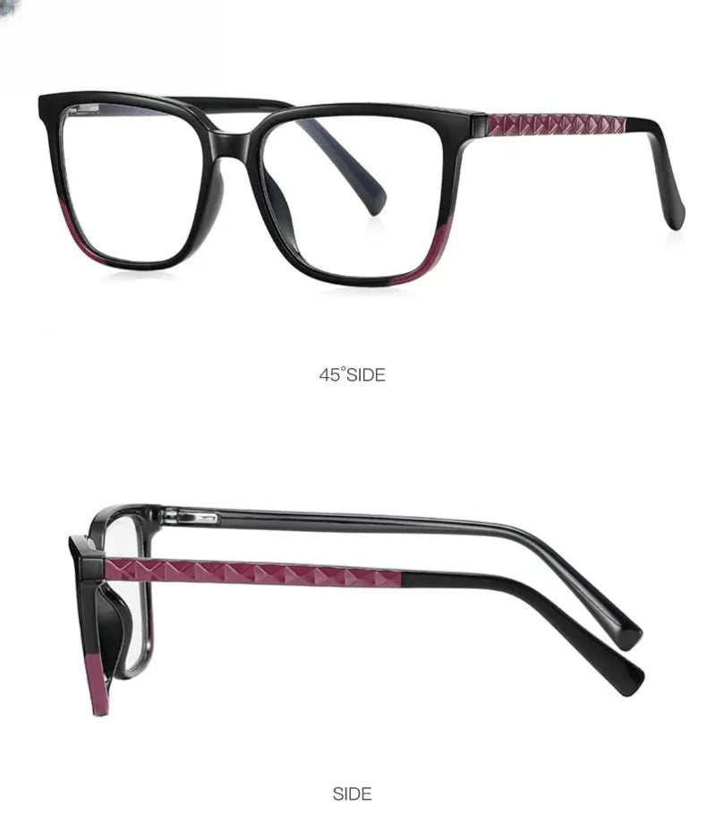Women's Square Full Rim Plastic Reading Glasses Pfd2135 — view 15 | Rx Spectacle