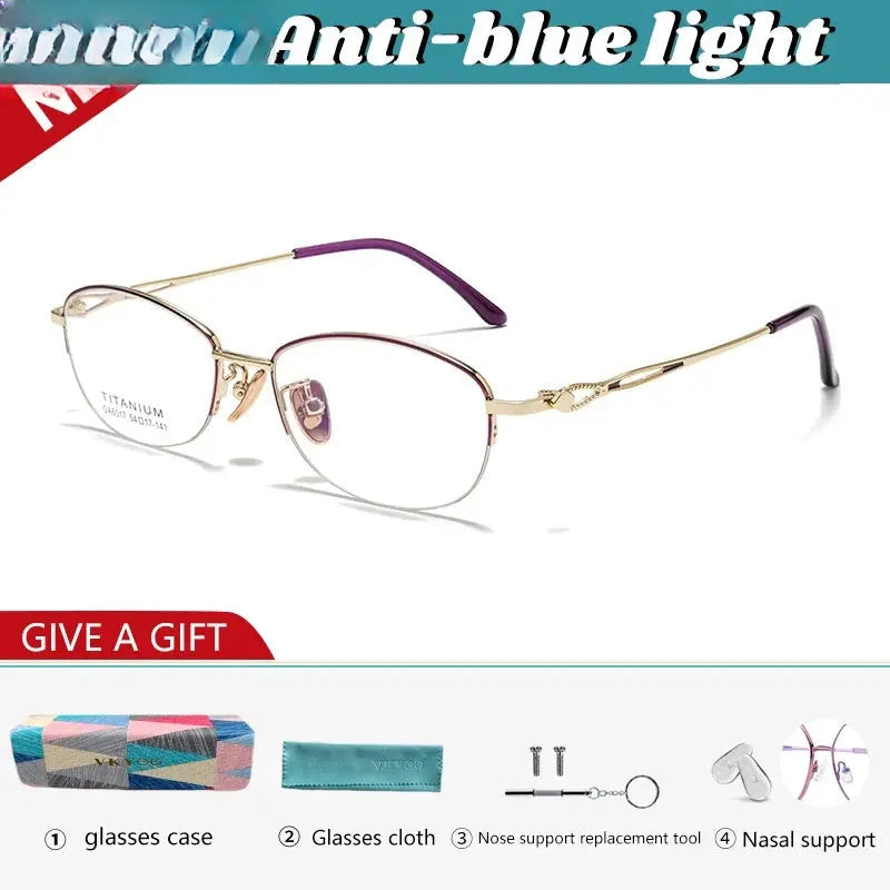 Women's Square Semi-Rimless Alloy Reading Glasses 26017 — view 8 | Rx Spectacle