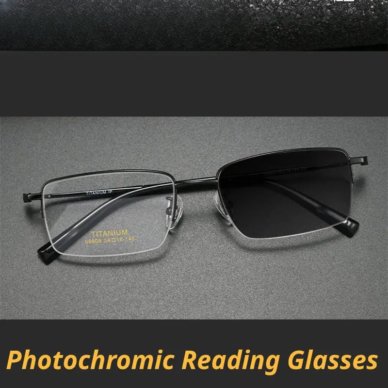 Unisex Square Semi-Rimless Titanium Reading Glasses 69908 — view 1 | Rx Spectacle