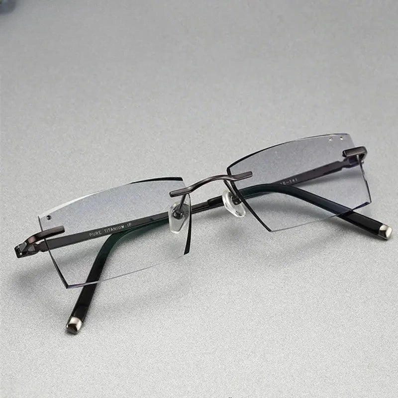 Men's Square Rimless Titanium Prescription Glasses 889090 — view 4 | Rx Spectacle