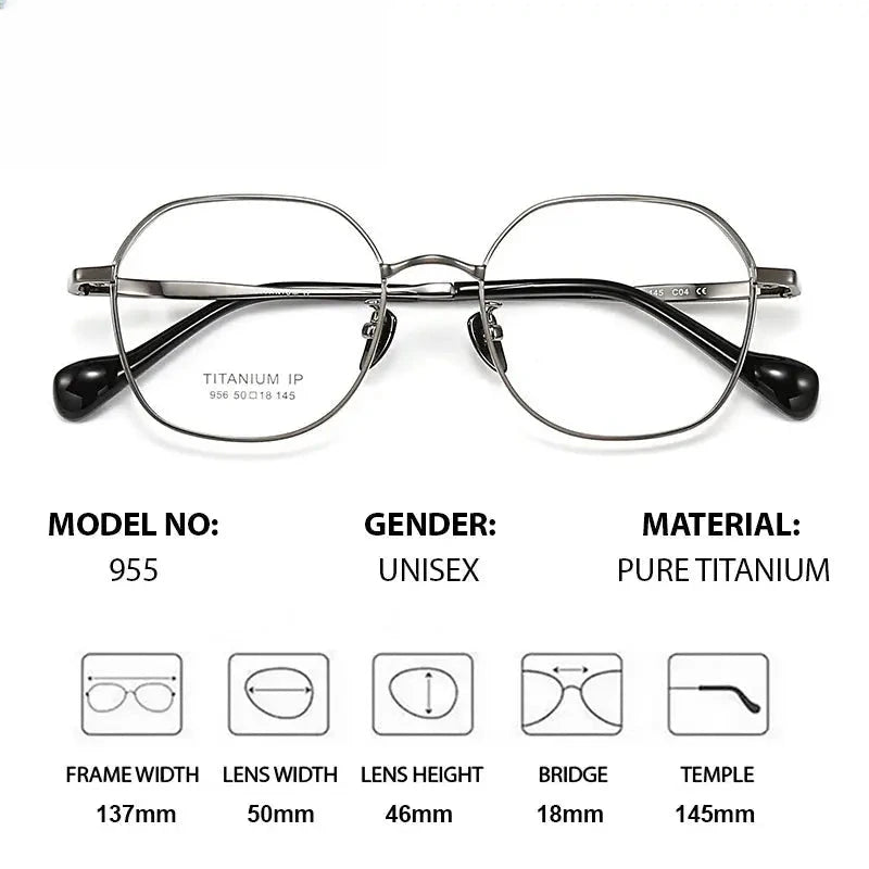 Women's Polygon Full Rim Titanium Prescription Glasses 396955 — view 2 | Rx Spectacle