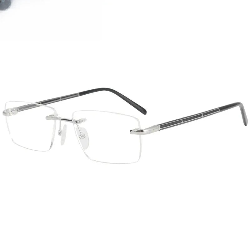 Unisex Square Rimless Titanium Prescription Glasses 16069 — view 1 | Rx Spectacle