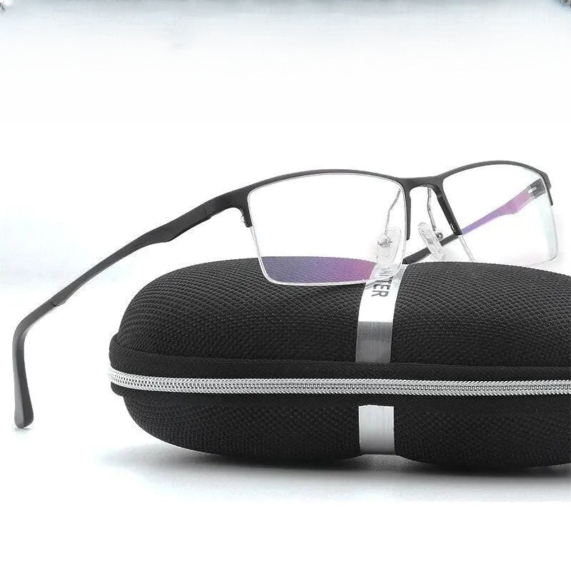 Men's Rectangular Semi-Rimless Alloy Prescription Glasses Lp6263 — view 1 | Rx Spectacle