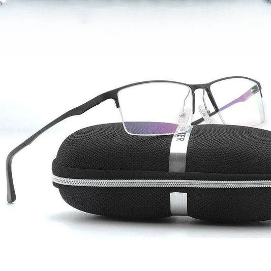 Men's Rectangular Semi-Rimless Alloy Prescription Glasses Lp6263 — view 1 | Rx Spectacle