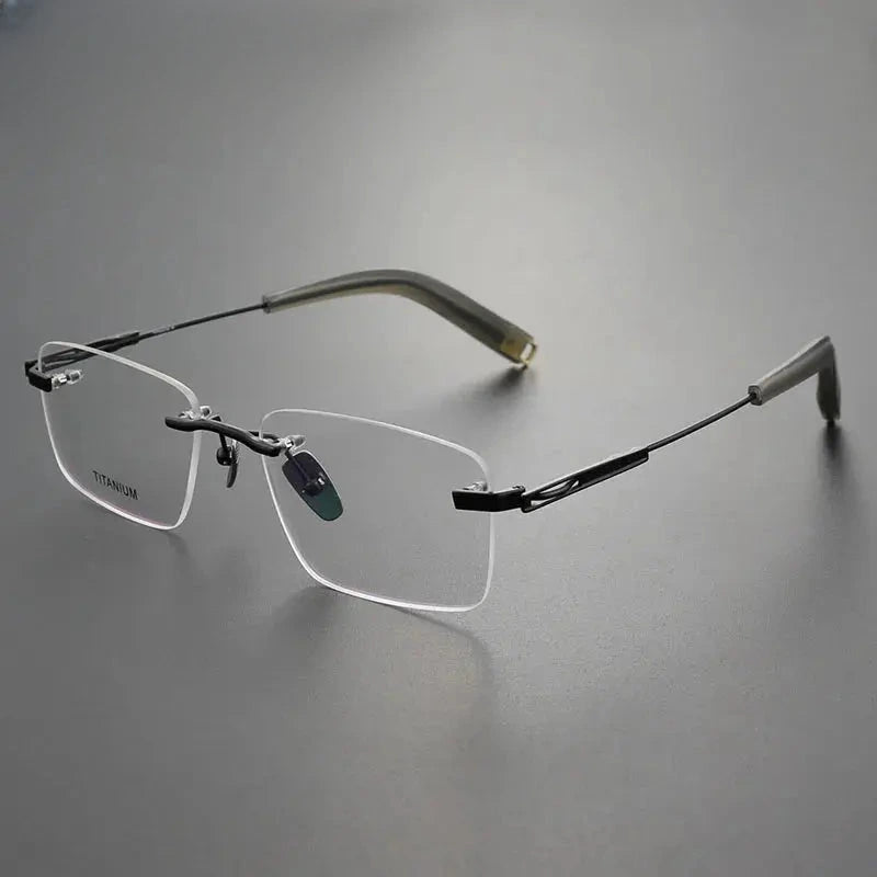 Women's Square Rimless Titanium Prescription Glasses 572312 — view 3 | Rx Spectacle