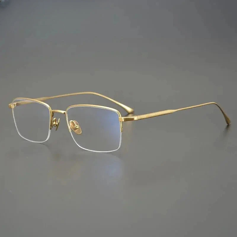 Men's Square Semi-Rimless Titanium Prescription Glasses 471015 — view 1 | Rx Spectacle