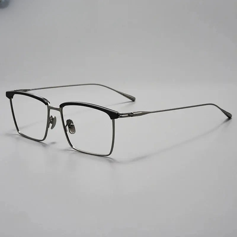 Unisex Browline Full Rim Titanium Prescription Glasses 39887 — view 6 | Rx Spectacle