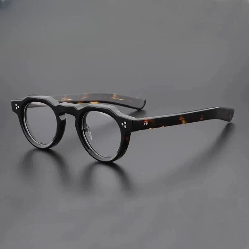 Unisex Round Full Rim Acetate Flat Top Prescription Glasses Y4341 — view 6 | Rx Spectacle