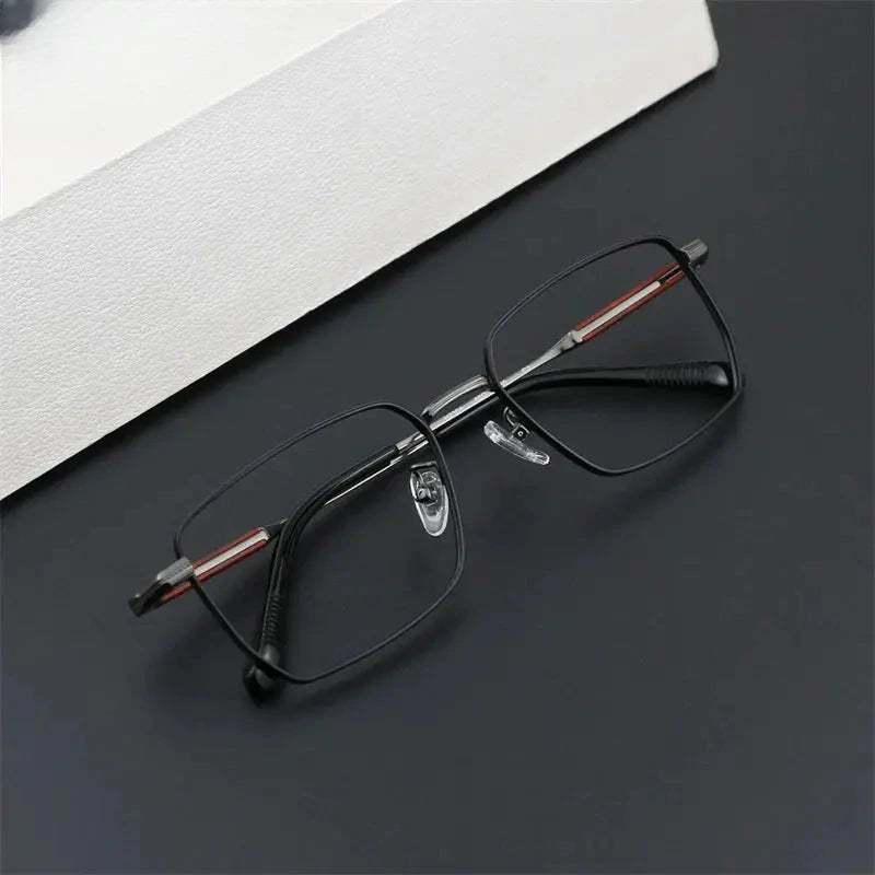 Unisex Square Full Rim Titanium Prescription Glasses 882304 — view 3 | Rx Spectacle