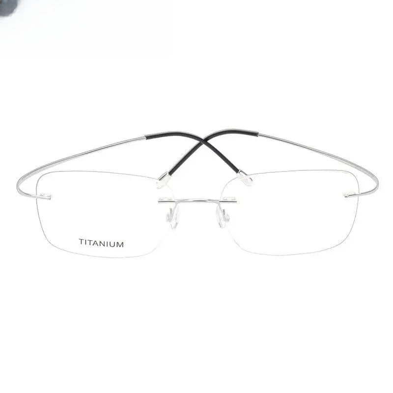 Unisex Square Rimless Titanium Screwless Prescription Glasses Kr16016 — view 12 | Rx Spectacle