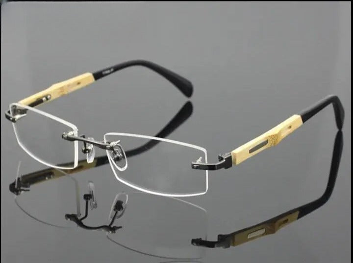 Men's Square Rimless Titanium Prescription Glasses 866 — view 3 | Rx Spectacle