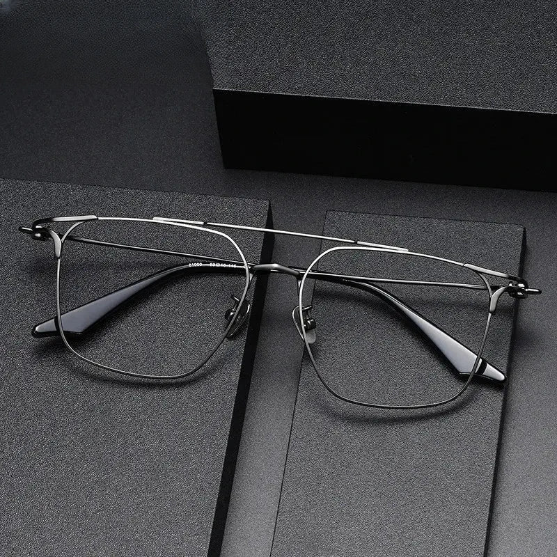 Unisex Square Full Rim Titanium Double Bridge Prescription Glasses 81000 — view 1 | Rx Spectacle
