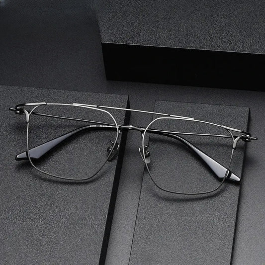 Unisex Square Full Rim Titanium Double Bridge Prescription Glasses 81000 — view 1 | Rx Spectacle