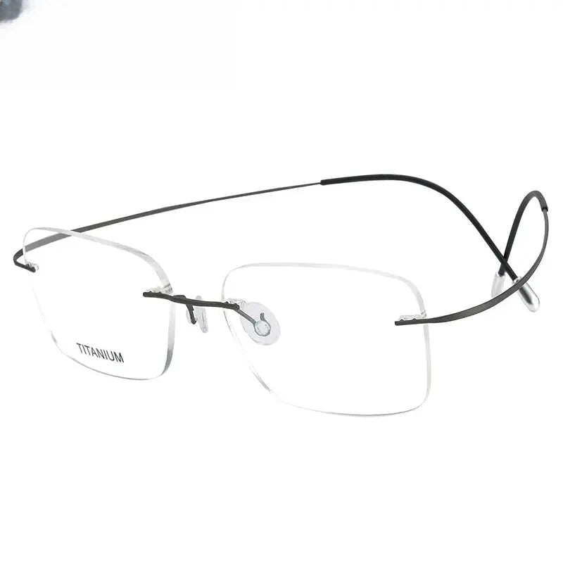 Unisex Polygon Rimless Titanium Prescription Glasses 816016 — view 3 | Rx Spectacle