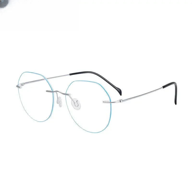 Women's Round Rimless Titanium Flat Top Prescription Glasses 778408 — view 4 | Rx Spectacle