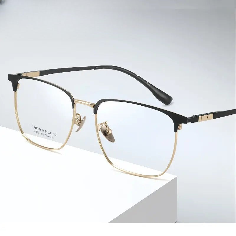 Men's Square Full Rim Titanium Prescription Glasses 351809 — view 1 | Rx Spectacle